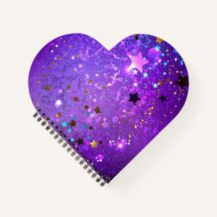 Cuaderno Fondo de Relieve metalizado púrpura con estrellas