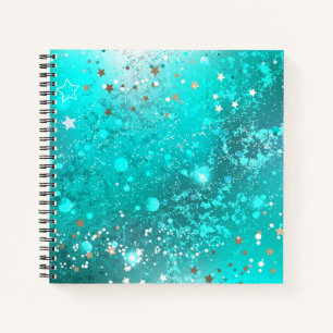 Cuaderno Fondo de Relieve metalizado turquesa de mimbre