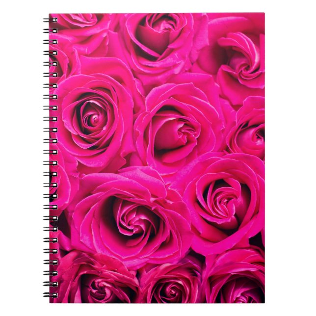 Cuaderno Fondo de rosas de flores rosadas (Frente)