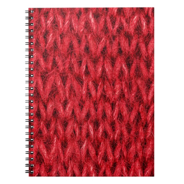 Cuaderno Fondo de textura de lana de punto rojo. (Frente)