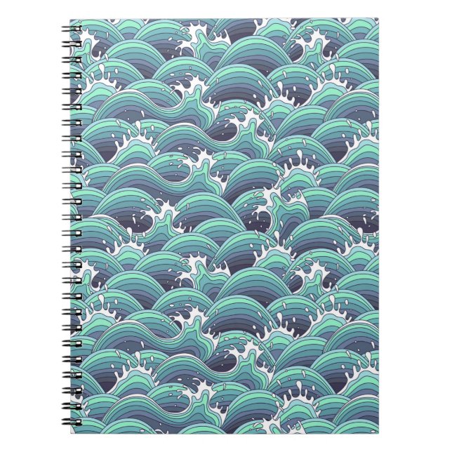 Cuaderno Fondo decorativo de ondas marinas (Frente)