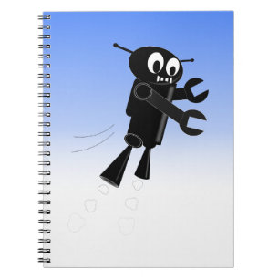 Cuaderno Fondo del cielo azul del robot volador negro