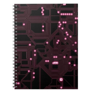 Cuaderno fondo del circuito del microchip rosa, 3d,ab