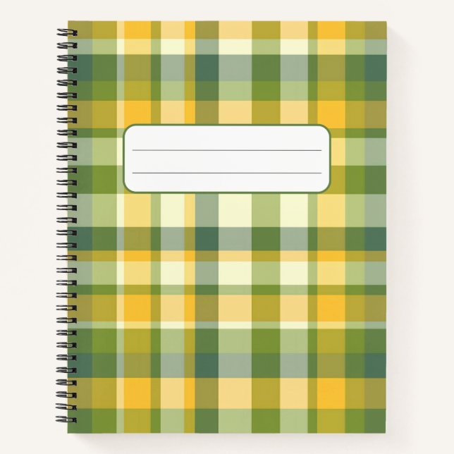 Cuaderno Fondo del patrón amarillo y verde plasmado (Anverso)