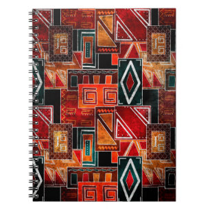 Cuaderno Fondo del patrón ornamental de grunge folk nativo