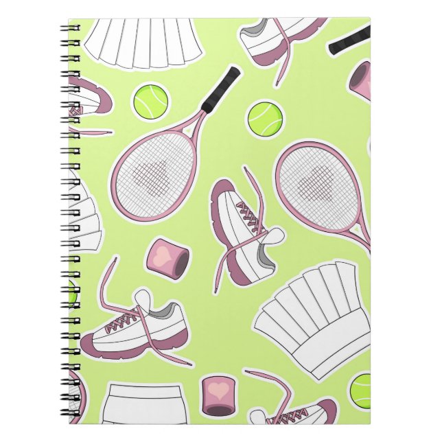 Cuaderno Fondo del verde del modelo del chica del tenis (Frente)