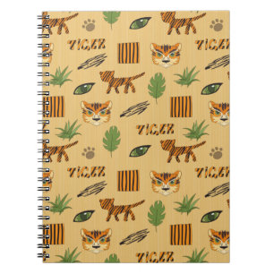 Cuaderno Fondo estilizado con tigre personalizado. Bright c