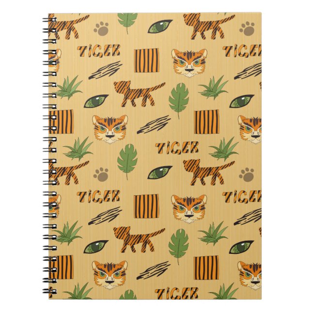 Cuaderno Fondo estilizado con tigre personalizado. Bright c (Frente)