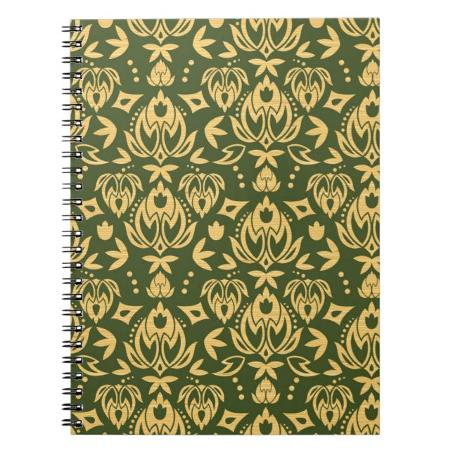 Cuaderno Fondo floral de madera del modelo del damasco (Frente)