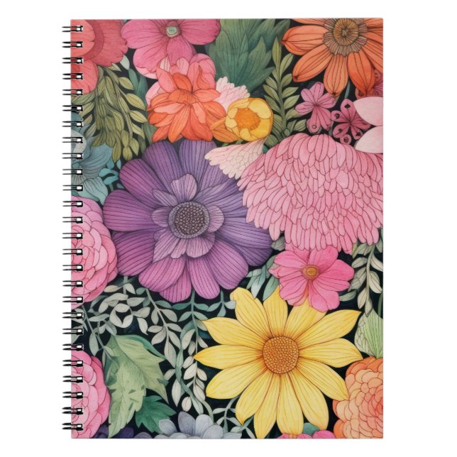 Cuaderno Fondo floral de primavera. (Frente)