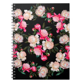 Cuaderno Fondo floral. Los peoneses rosa y blanco en un dar