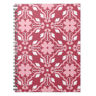 Cuaderno Fondo floral rojo y beige. Sin inconvenientes de c