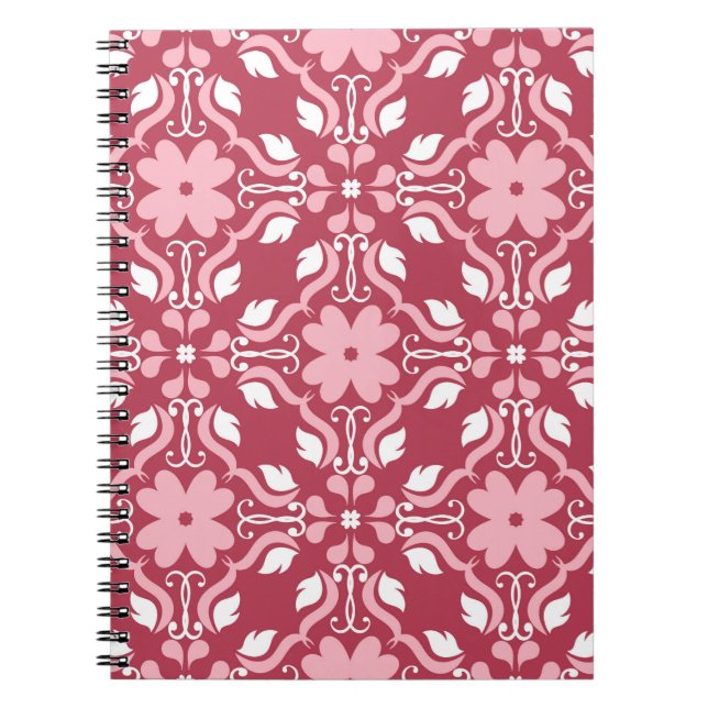 Cuaderno Fondo floral rojo y beige. Sin inconvenientes de c (Frente)