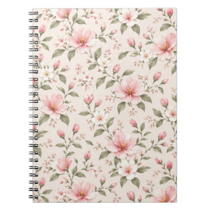 Cuaderno Fondo floral sin costuras de flor de cerezo rosa s