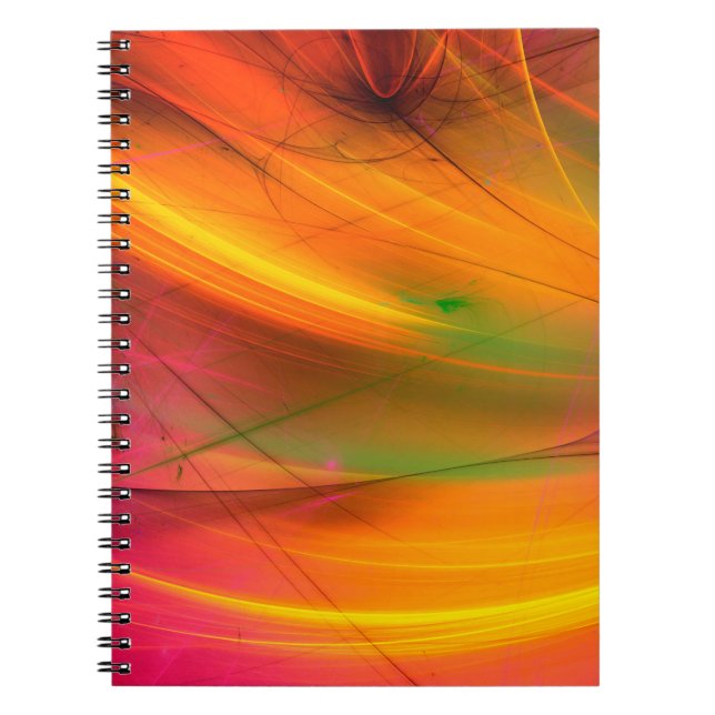 Cuaderno fondo fractal abstracto amarillo 3d representación (Frente)