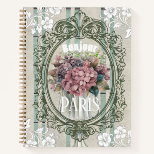 Cuaderno Fondo francés decorativo único con flores polvorie