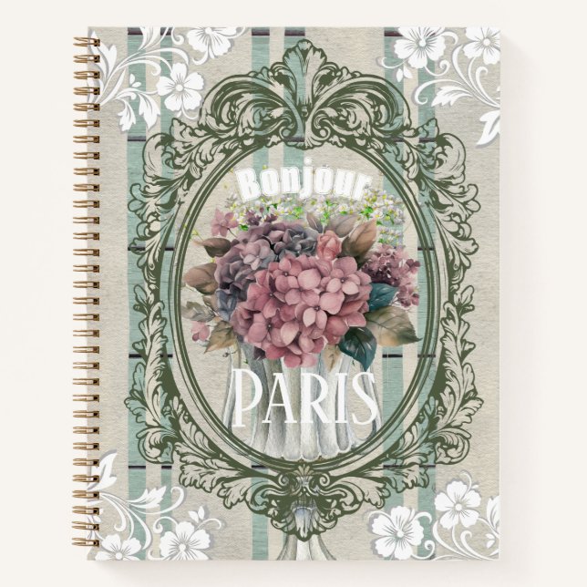 Cuaderno Fondo francés decorativo único con flores polvorie (Anverso)