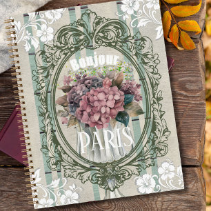 Cuaderno Fondo francés decorativo único con flores polvorie