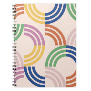 Cuaderno Fondo geométrico de curvas retro rayadas