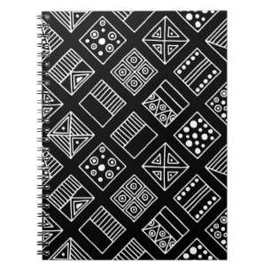 Cuaderno Fondo geométrico en blanco y negro con mano d