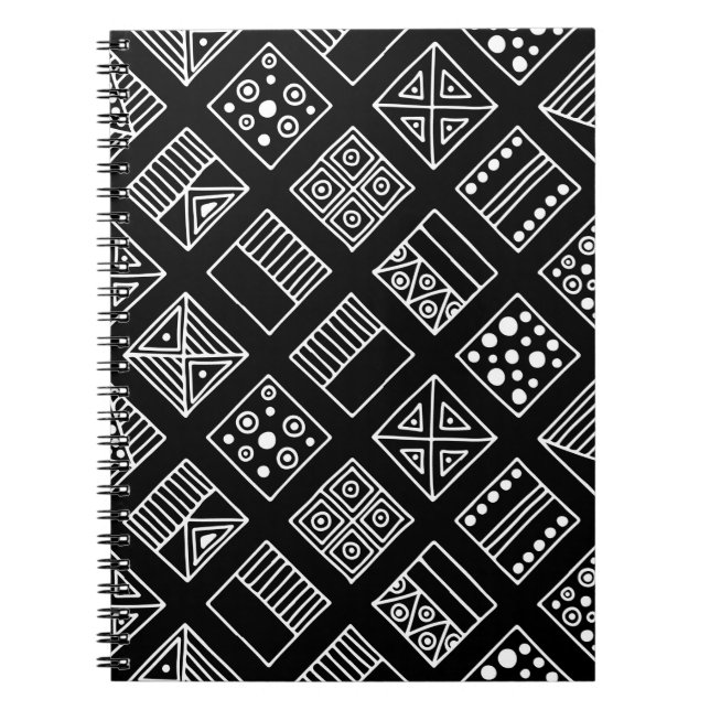 Cuaderno Fondo geométrico en blanco y negro con mano d (Frente)