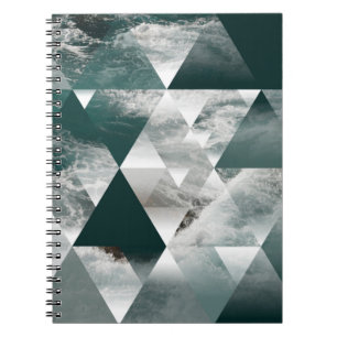 Cuaderno fondo geométrico marino abstracto con triángulos,