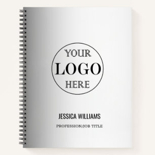 Cuaderno Fondo gris borroso Logo personalizado Empresa