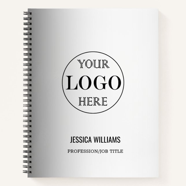 Cuaderno Fondo gris borroso Logo personalizado Empresa (Anverso)