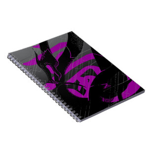 Cuaderno Fondo gris del dragón japonés negro