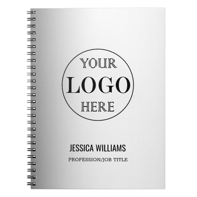 Cuaderno Fondo gris difuminado Logo personalizado de empres (Frente)