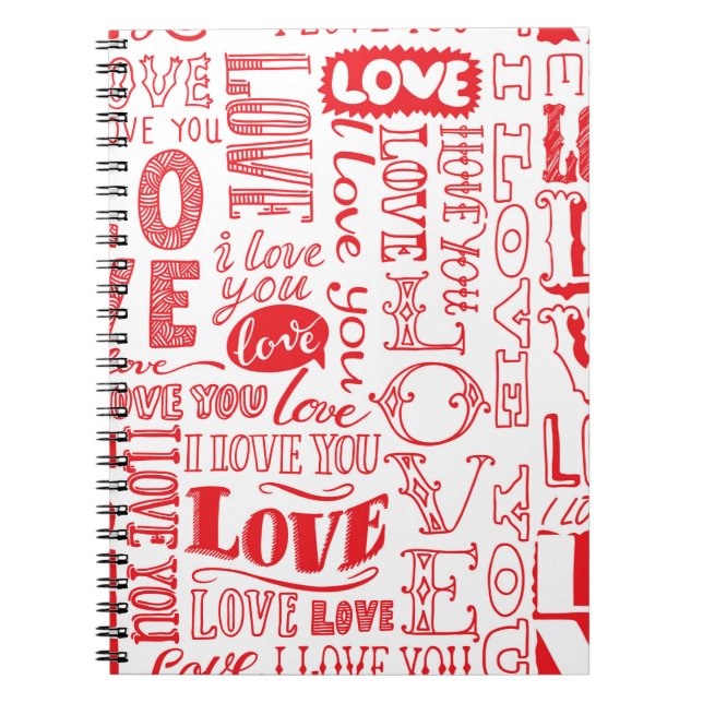 Cuaderno fondo impecable dibujado a mano con doodles de amo (Frente)