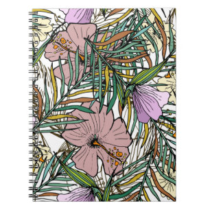 Cuaderno Fondo Impresionado A Mano Con Hojas De Palm Y