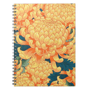 Cuaderno Fondo inmaculado con flores amarillas japonesas