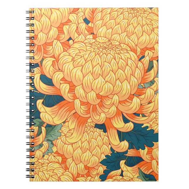 Cuaderno Fondo inmaculado con flores amarillas japonesas (Frente)