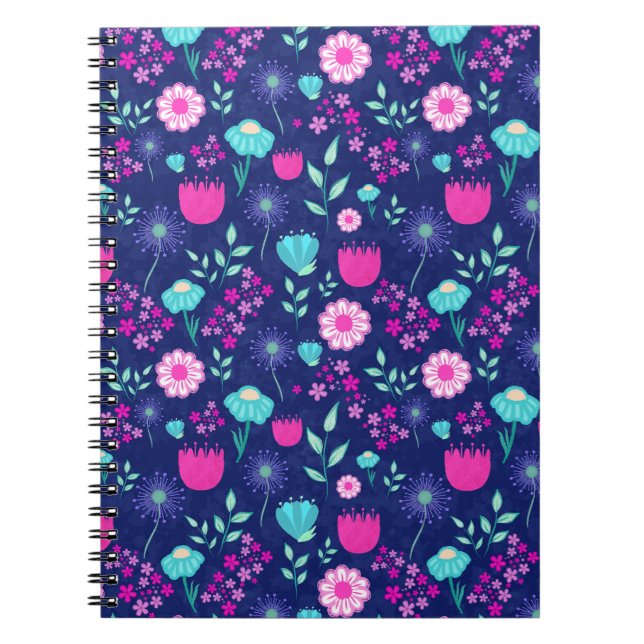 Cuaderno Fondo lindo con patrón floral (Frente)