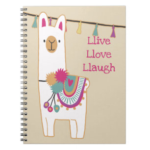 Cuaderno Fondo lindo de la llama y de las borlas w/custom