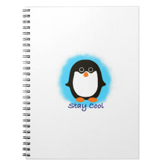 Cuaderno Fondo lindo del azul del diseño del pingüino de