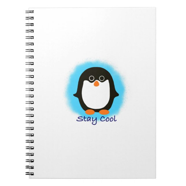 Cuaderno Fondo lindo del azul del diseño del pingüino de (Frente)