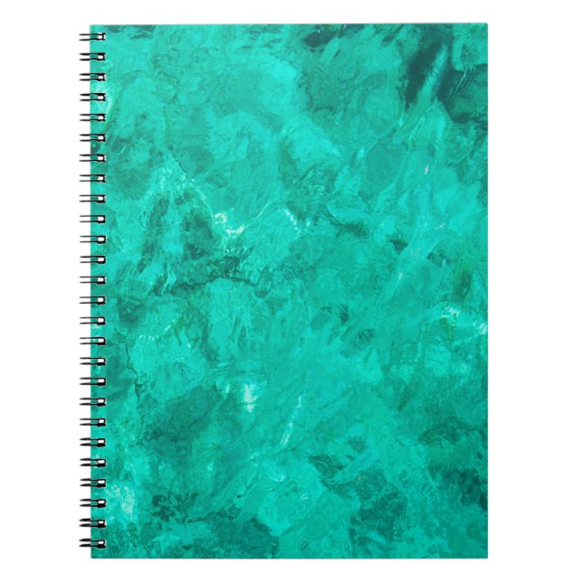 Cuaderno Fondo líquido turquesa de la ola azul del agua del (Frente)