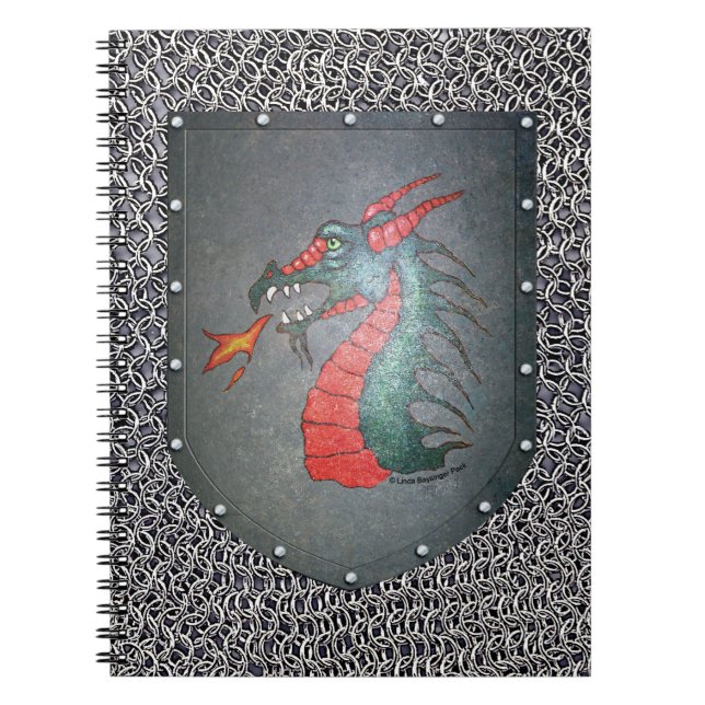 Cuaderno Fondo metalizado de Chainmail del dragón del (Frente)