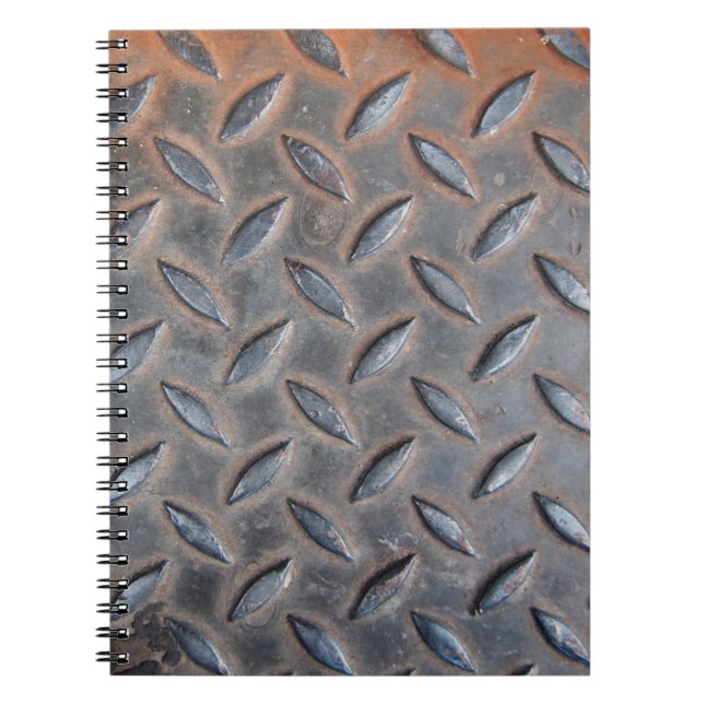Cuaderno fondo metalizado de diamante grunge, Surf de acero (Frente)