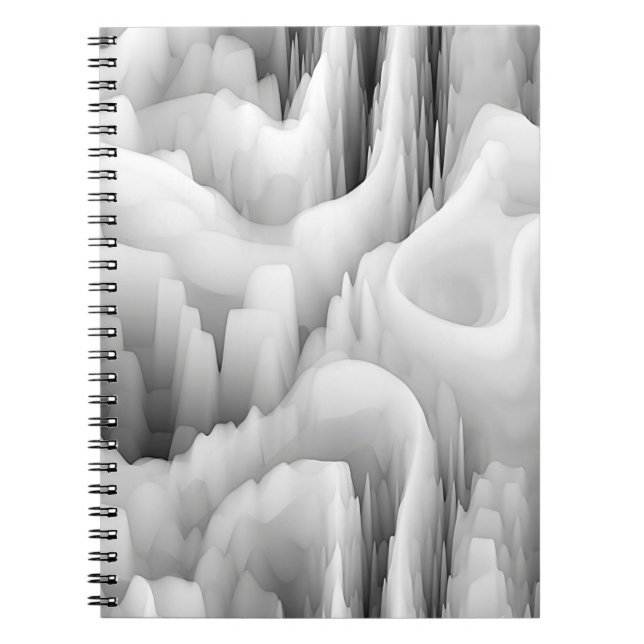Cuaderno fondo monocromático de onda fractal abstracta borr (Frente)