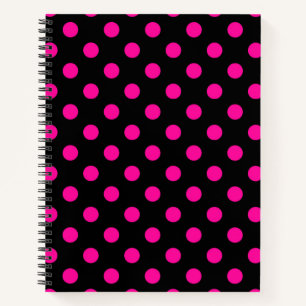 Cuaderno Fondo negro con lunares rosas