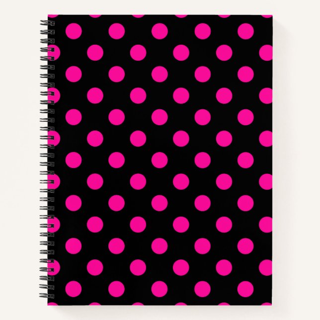 Cuaderno Fondo negro con lunares rosas (Anverso)