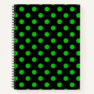 Cuaderno Fondo negro lunares verdes