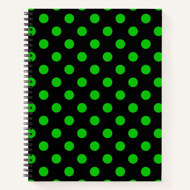 Cuaderno Fondo negro lunares verdes (Anverso)