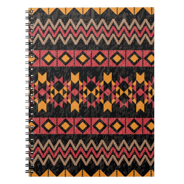 Cuaderno Fondo Negro, Patrón Geométrico Moderno. (Frente)