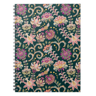 Cuaderno Fondo Oscuro Rosa Floral Sin Precedentes