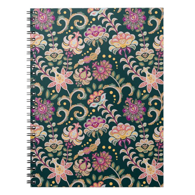 Cuaderno Fondo Oscuro Rosa Floral Sin Precedentes (Frente)