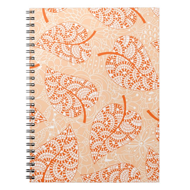 Cuaderno Fondo otoñal. Fondo de patrón impecable de hoja (Frente)